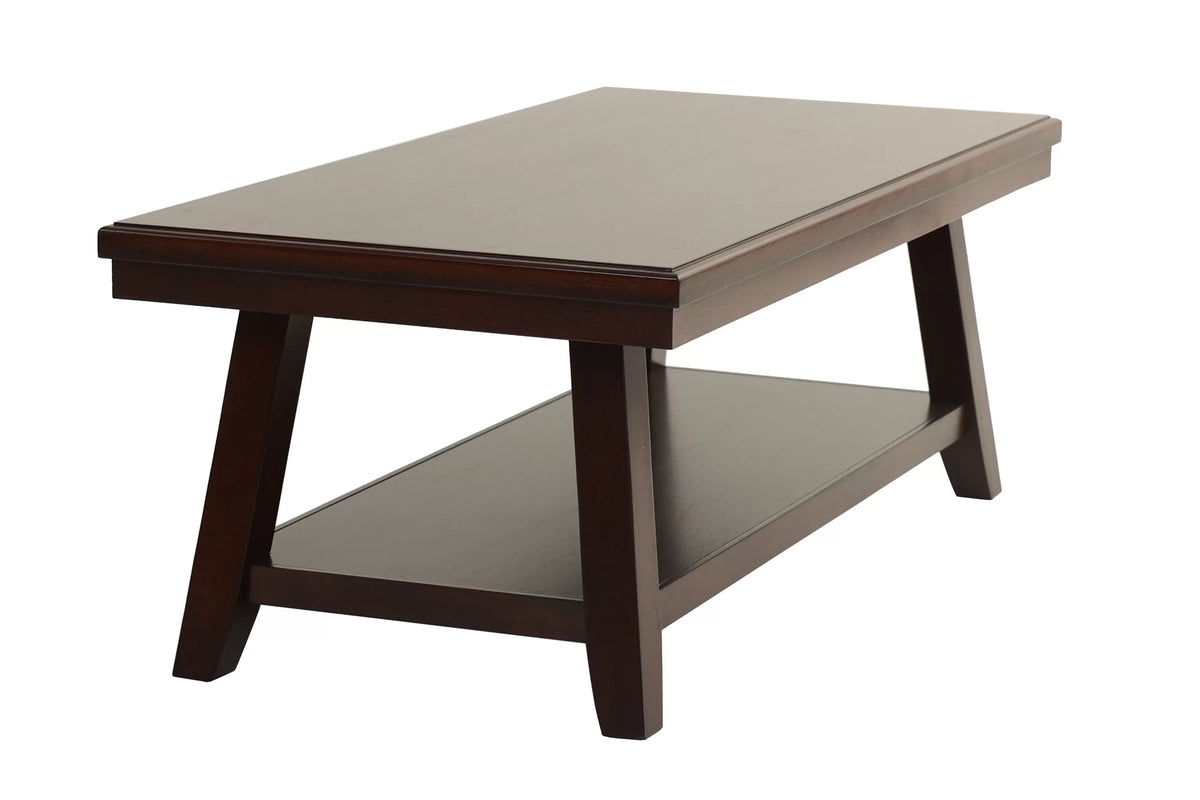 Dark Wood Coffee Table with Lower Shelf - view 6