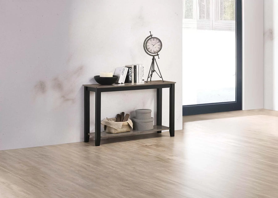 Wooden Top Console Table with Lower Shelf