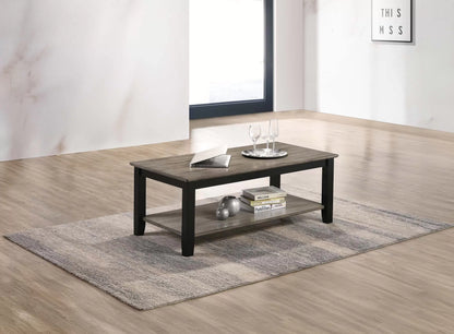 Wooden Top Coffee Table with Lower Shelf - view 1