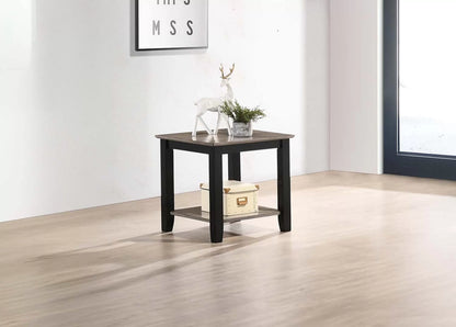 Wooden Top End Table with Lower Shelf - view 1