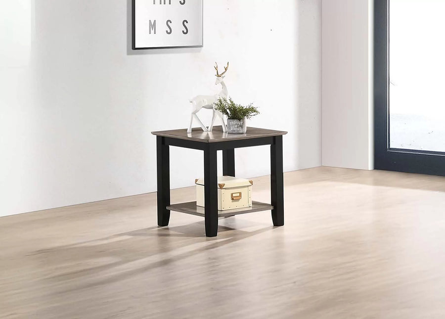 Wooden Top End Table with Lower Shelf