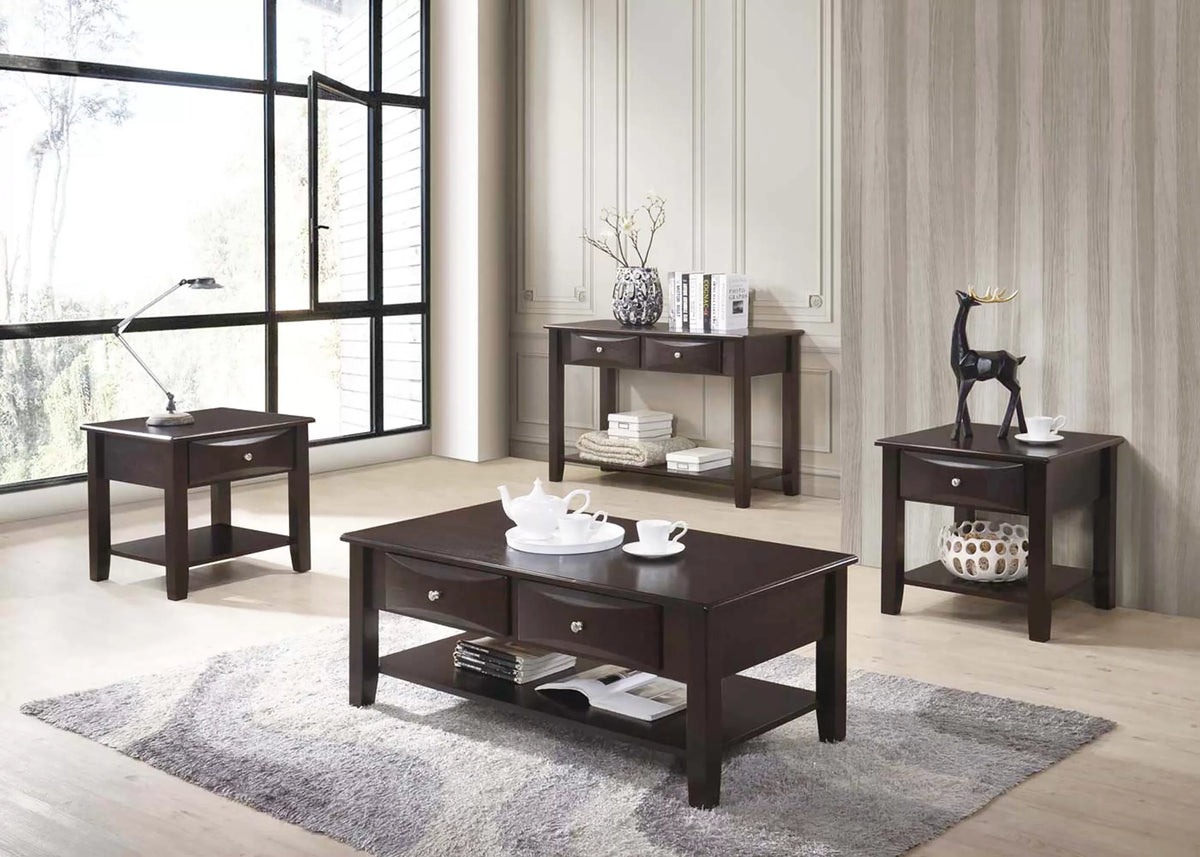 Wooden Top Coffee Table with Drawers and Shelf - view 2