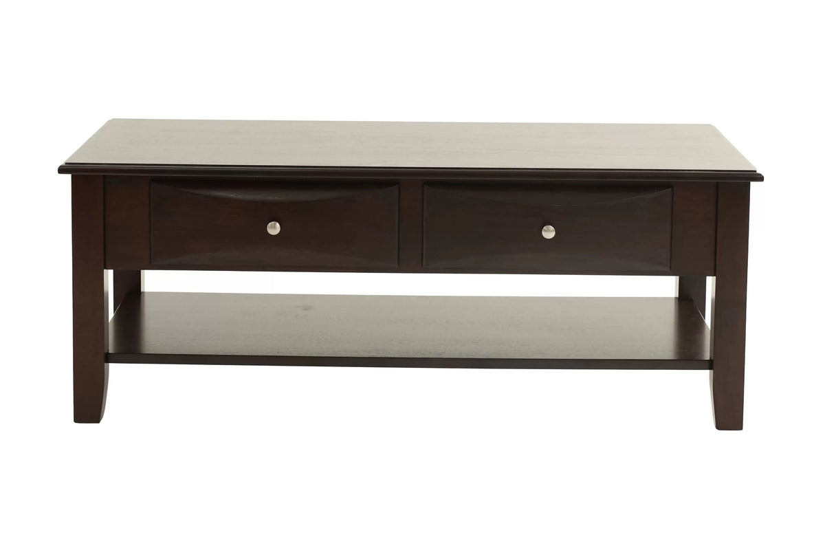 Wooden Top Coffee Table with Drawers and Shelf - view 3