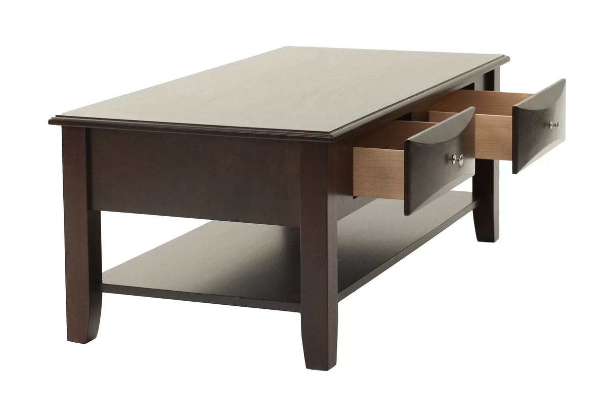 Wooden Top Coffee Table with Drawers and Shelf - view 7