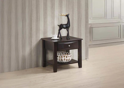 Wooden Top End Table with Drawer and Shelf - view 1