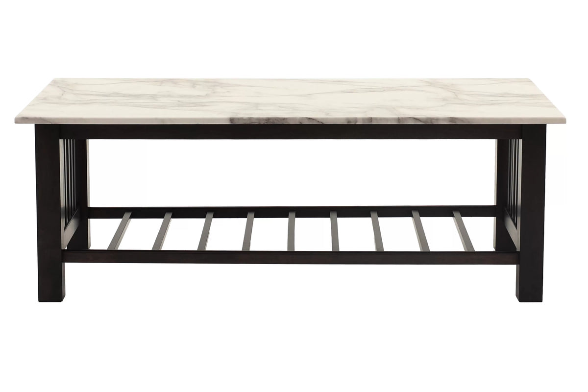 Faux Marble Top Coffee Table with Slatted Sides - view 3