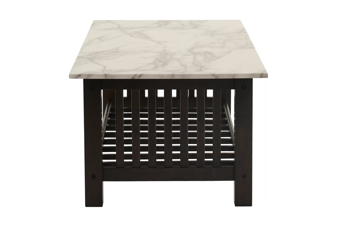 Faux Marble Top Coffee Table with Slatted Sides - view 5