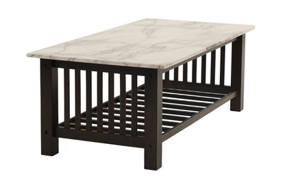 Faux Marble Top Coffee Table with Slatted Sides - view 6