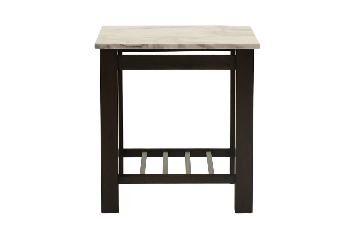 Faux Marble Top End Table with Slatted Sides - view 3