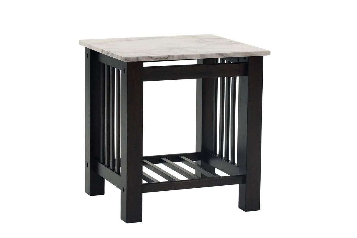Faux Marble Top End Table with Slatted Sides - view 4