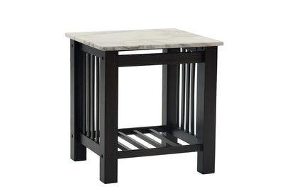 Faux Marble Top End Table with Slatted Sides - view 4