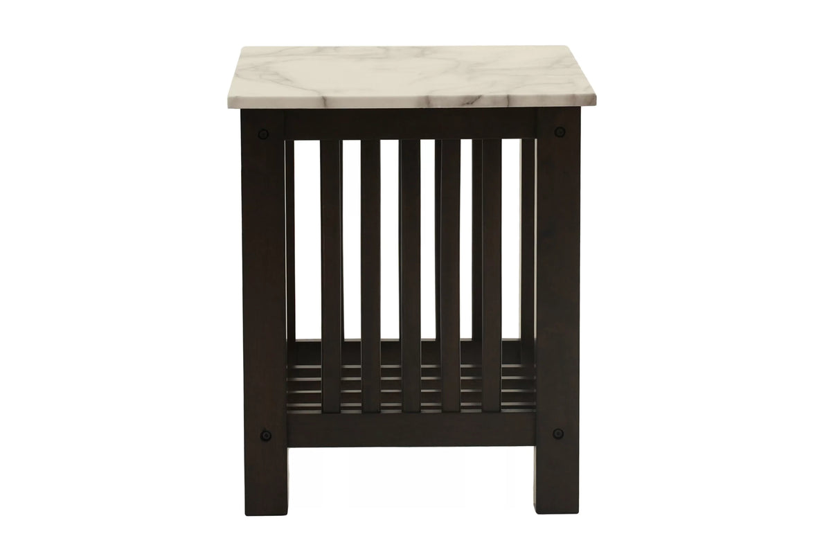 Faux Marble Top End Table with Slatted Sides - view 5