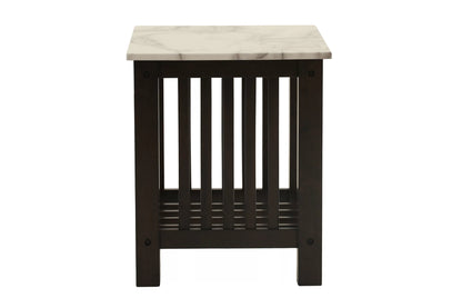 Faux Marble Top End Table with Slatted Sides - view 5