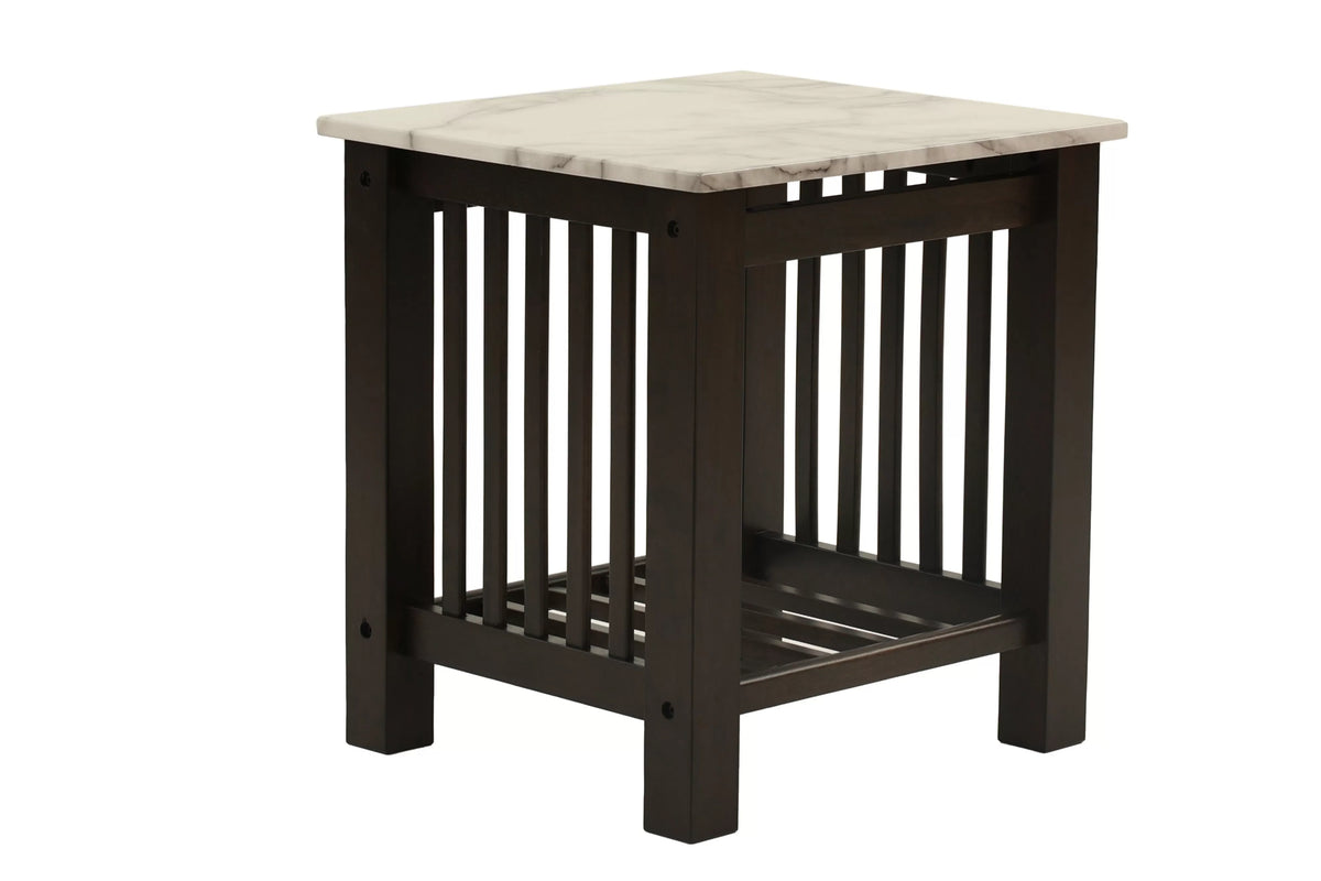 Faux Marble Top End Table with Slatted Sides - view 6