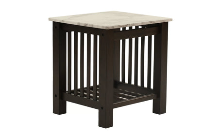 Faux Marble Top End Table with Slatted Sides - view 6