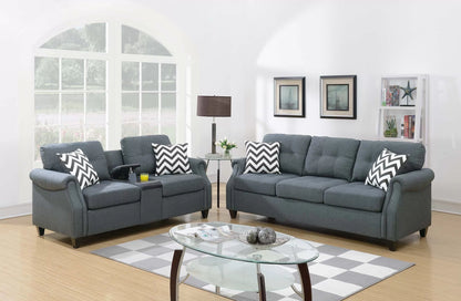 The Ridgeview Blue Gray Sofa Set with USB Console – 2 Piece