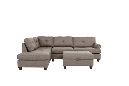 The Holloway Mocha Sectional with Storage Ottoman – 3 Piece
