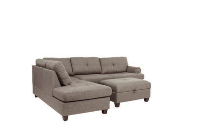 The Holloway Mocha Sectional with Storage Ottoman – 3 Piece