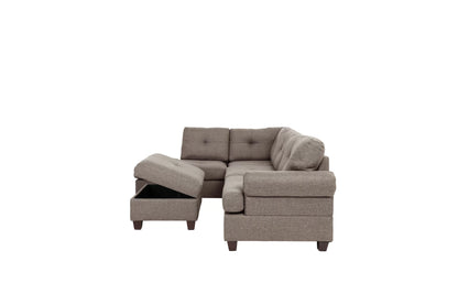 The Holloway Mocha Sectional with Storage Ottoman – 3 Piece