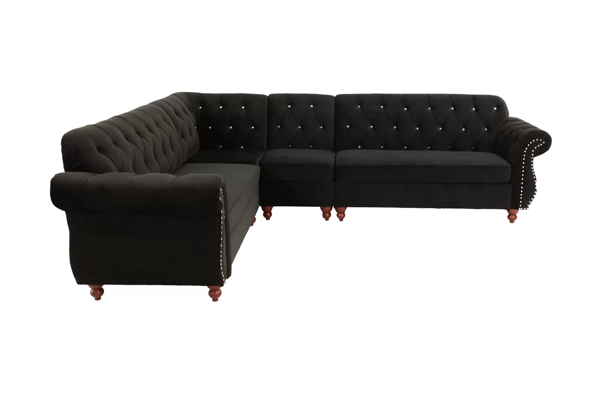 The Hackett Black Sectional – 4 Piece