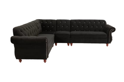 The Hackett Black Sectional – 4 Piece