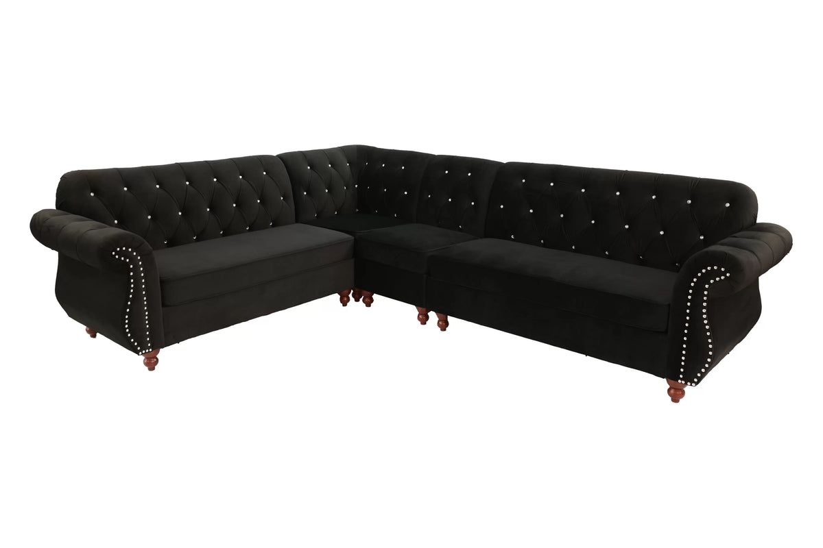 The Hackett Black Sectional – 4 Piece