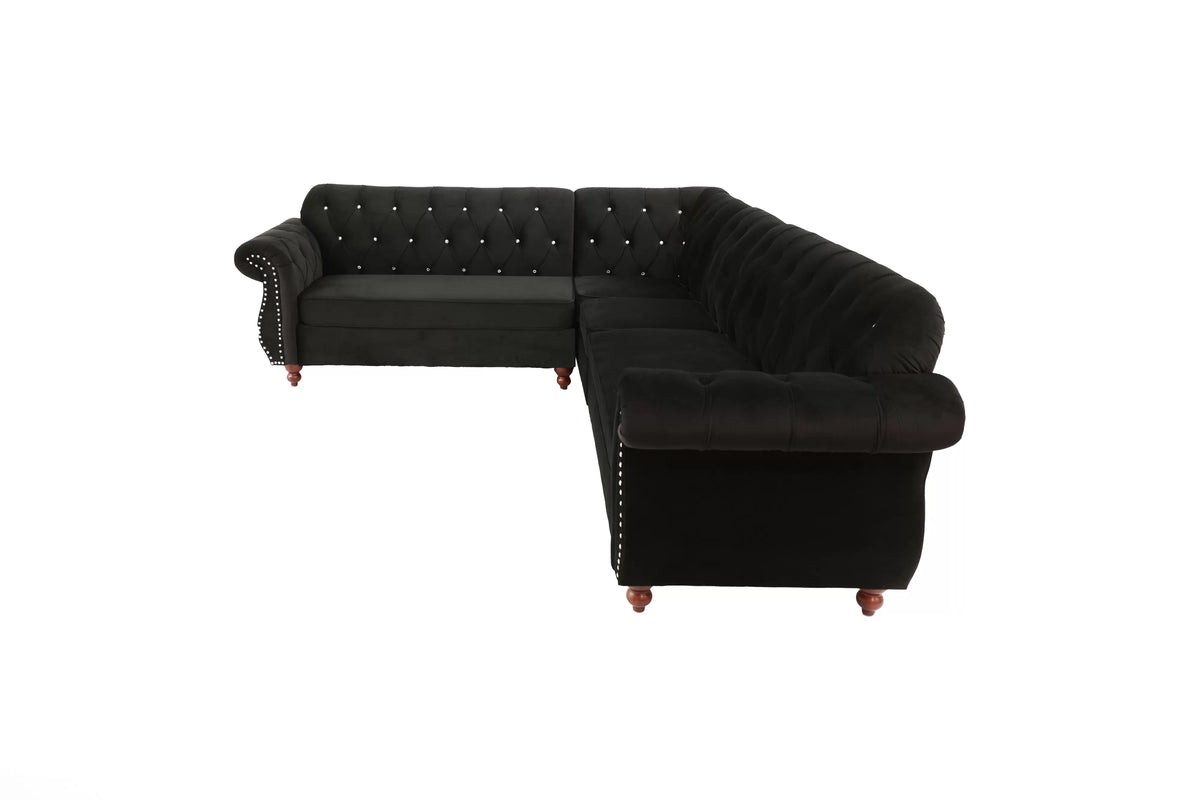 The Hackett Black Sectional – 4 Piece