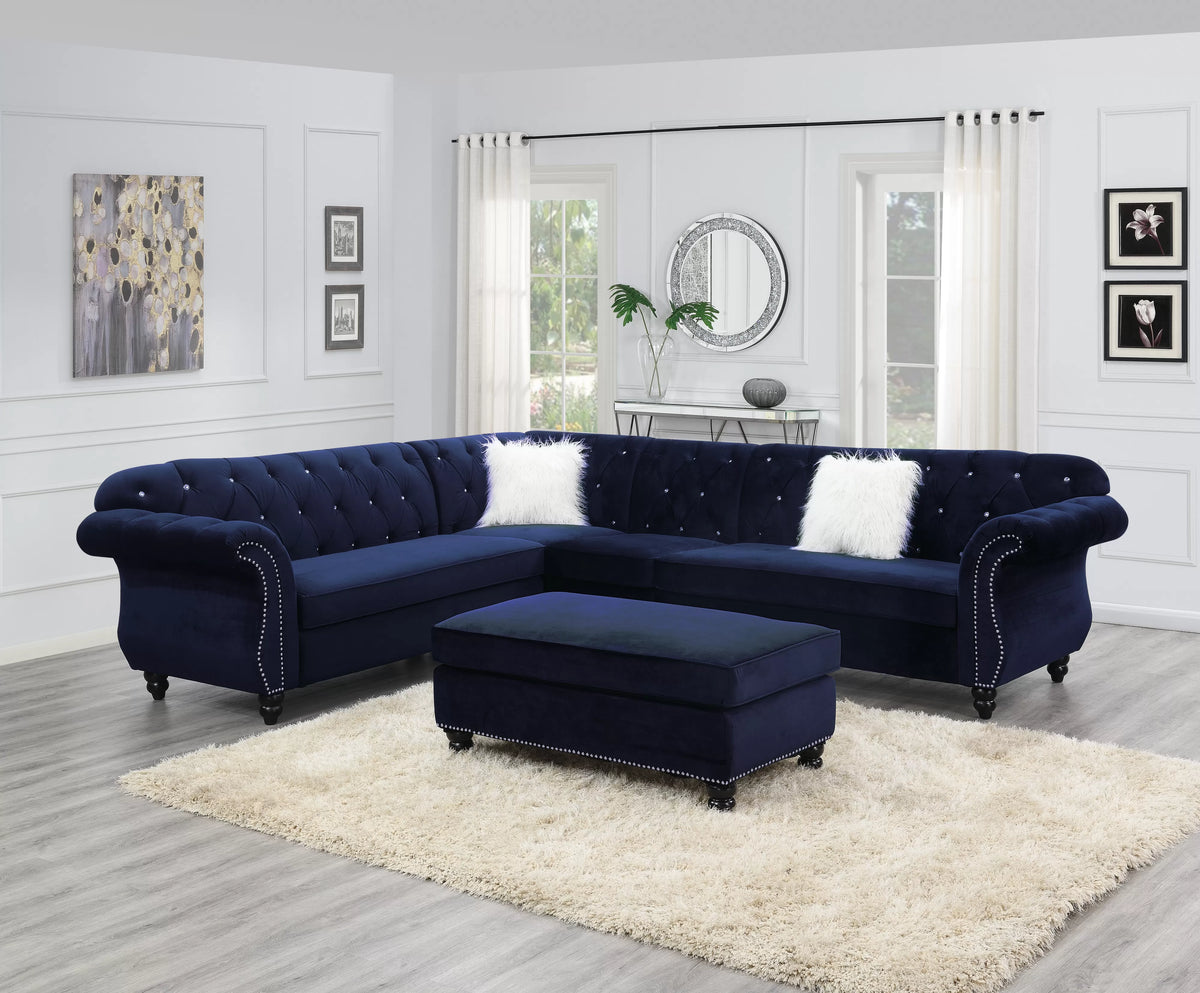 The Indigo Velvet XL Cocktail Ottoman - view 2