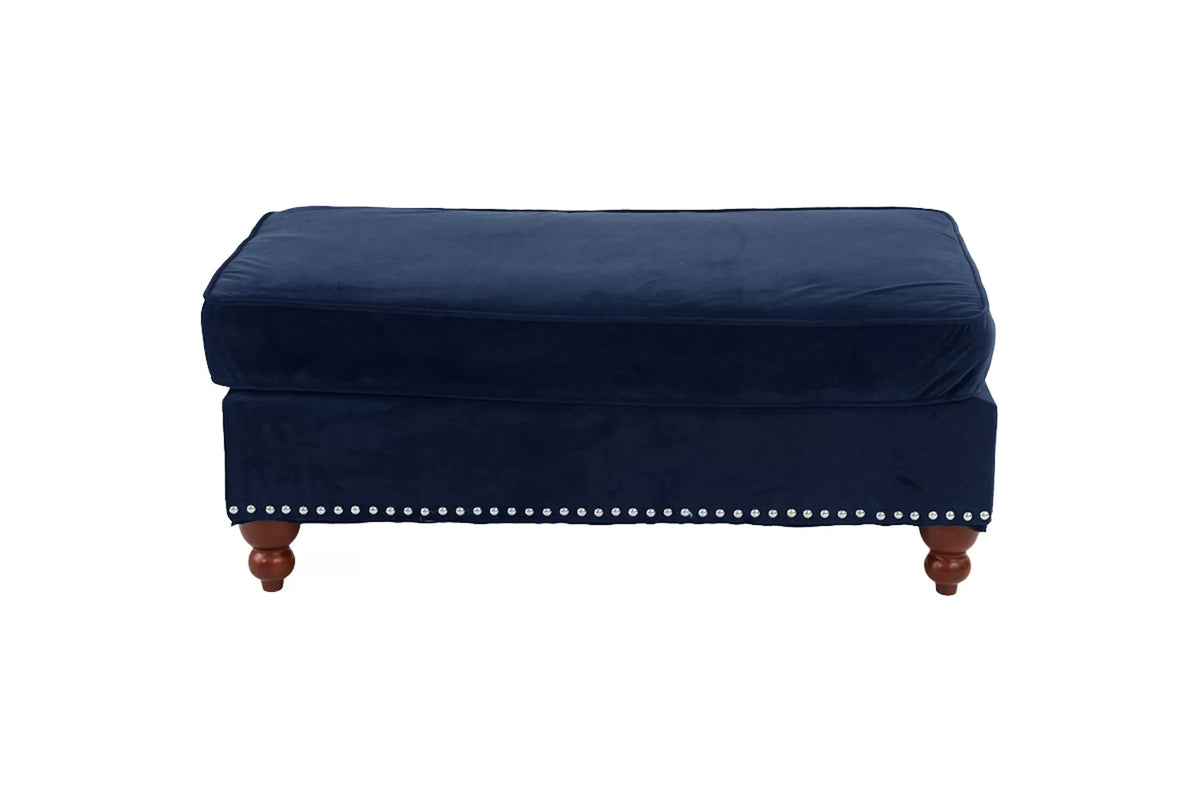 The Indigo Velvet XL Cocktail Ottoman - view 3