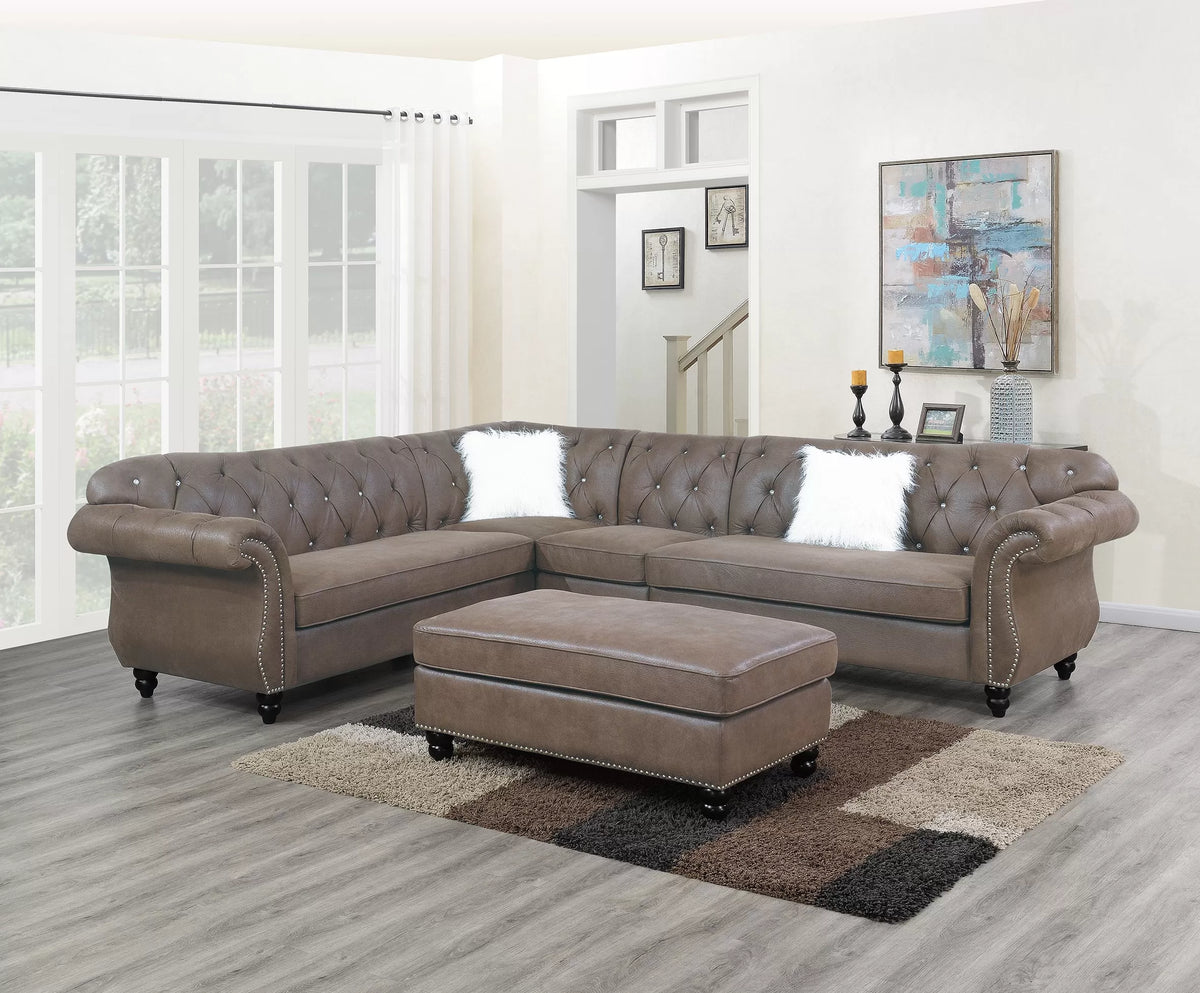 The Hackett Dark Coffee Sectional – 4 Piece