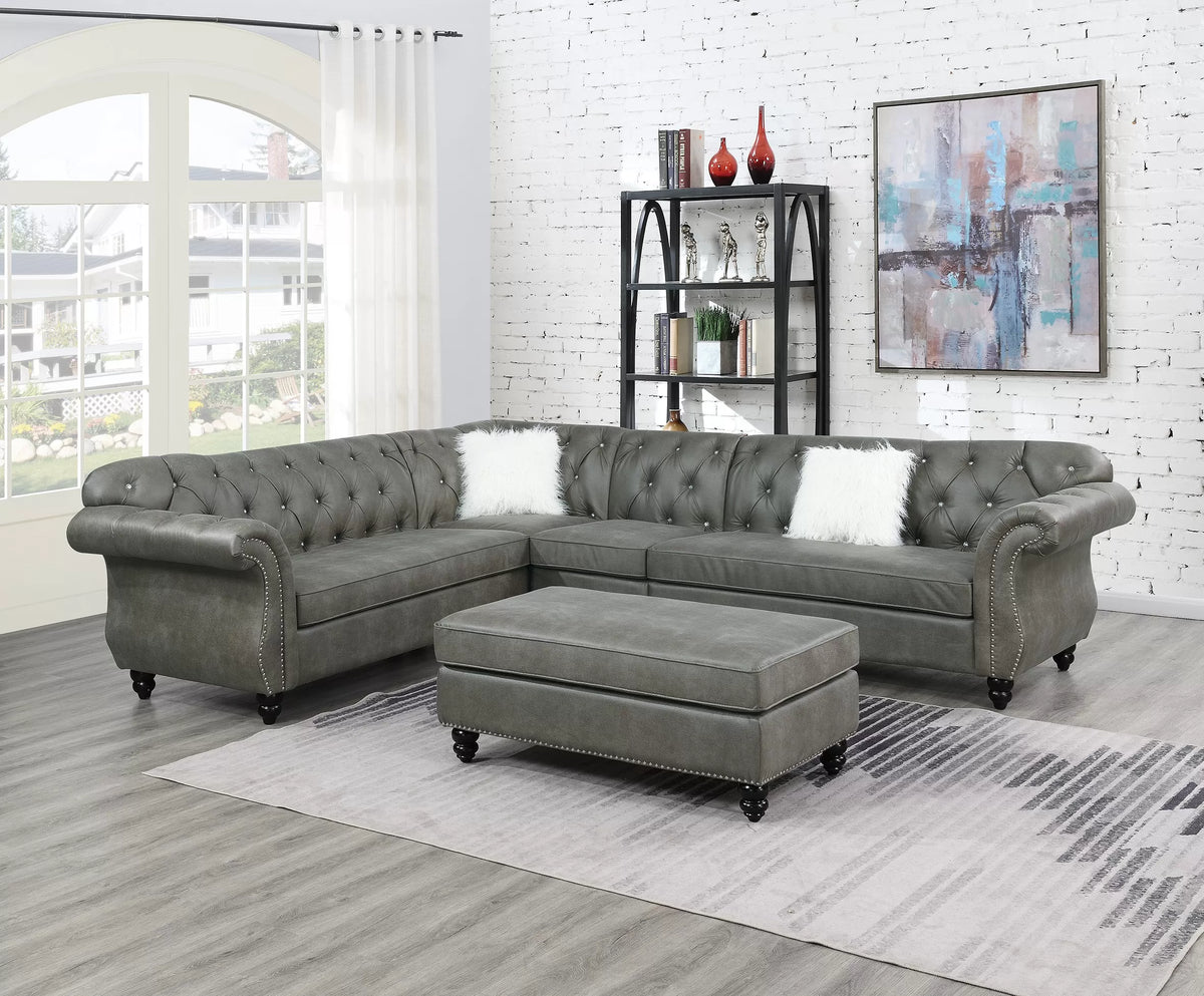 The Hackett Steel Gray Sectional – 4 Piece