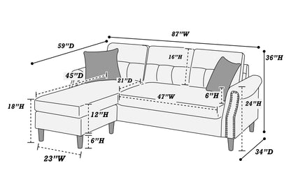 The Abernathy Slate Reversible Sectional – 2 Piece