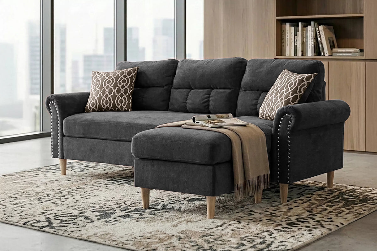 The Abernathy Slate Reversible Sectional – 2 Piece