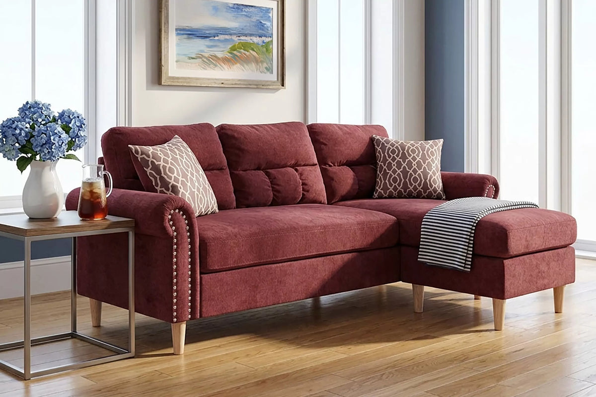 The Abernathy Paprika Red Reversible Sectional – 2 Piece