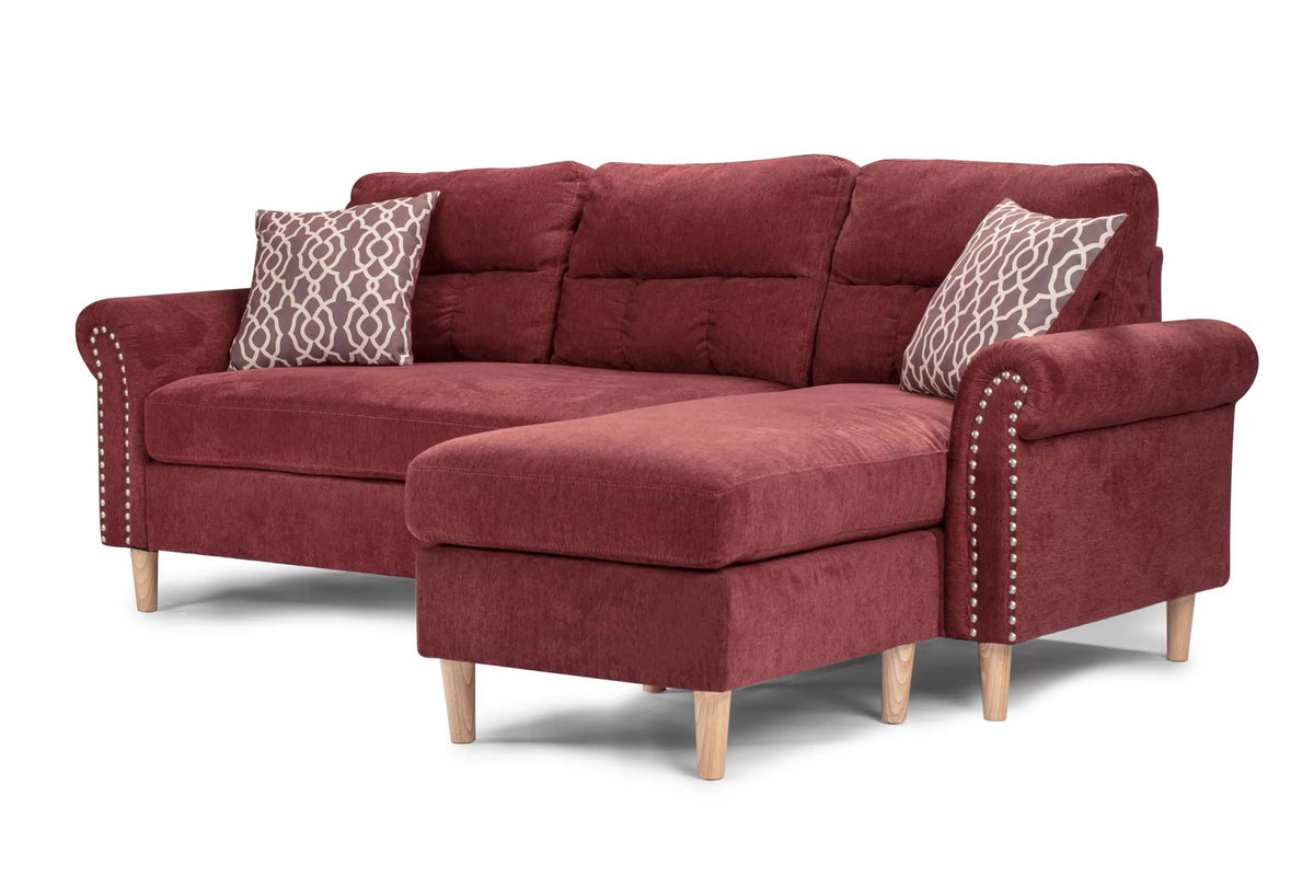 The Abernathy Paprika Red Reversible Sectional – 2 Piece