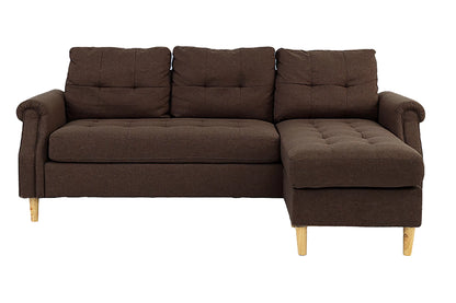 The Redford Dark Coffee Linen-Look Reversible Sectional – 2 Piece