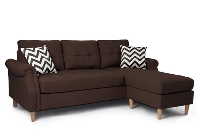 The Redford Dark Coffee Linen-Look Reversible Sectional – 2 Piece