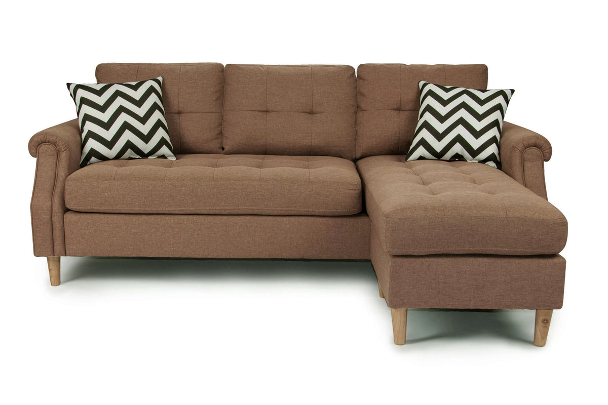 The Redford Light Coffee Linen-Look Reversible Sectional – 2 Piece