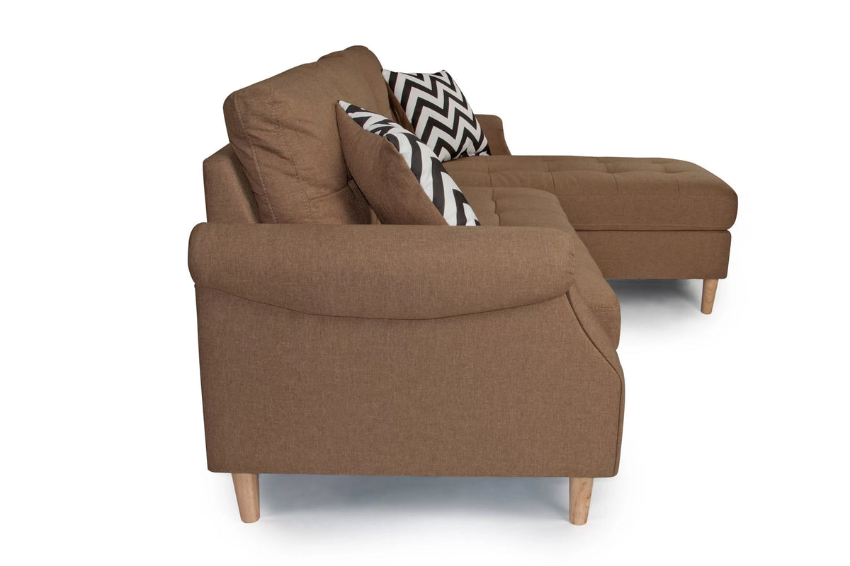 The Redford Light Coffee Linen-Look Reversible Sectional – 2 Piece