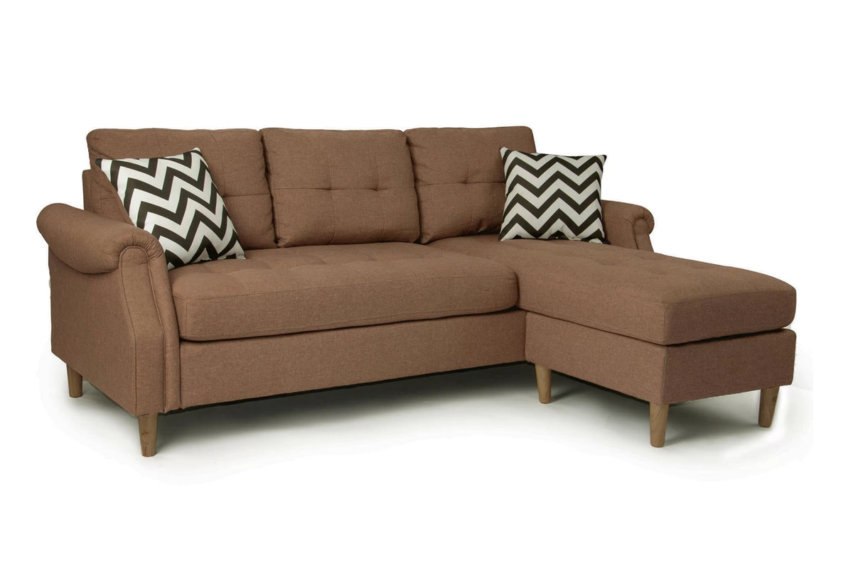 The Redford Light Coffee Linen-Look Reversible Sectional – 2 Piece