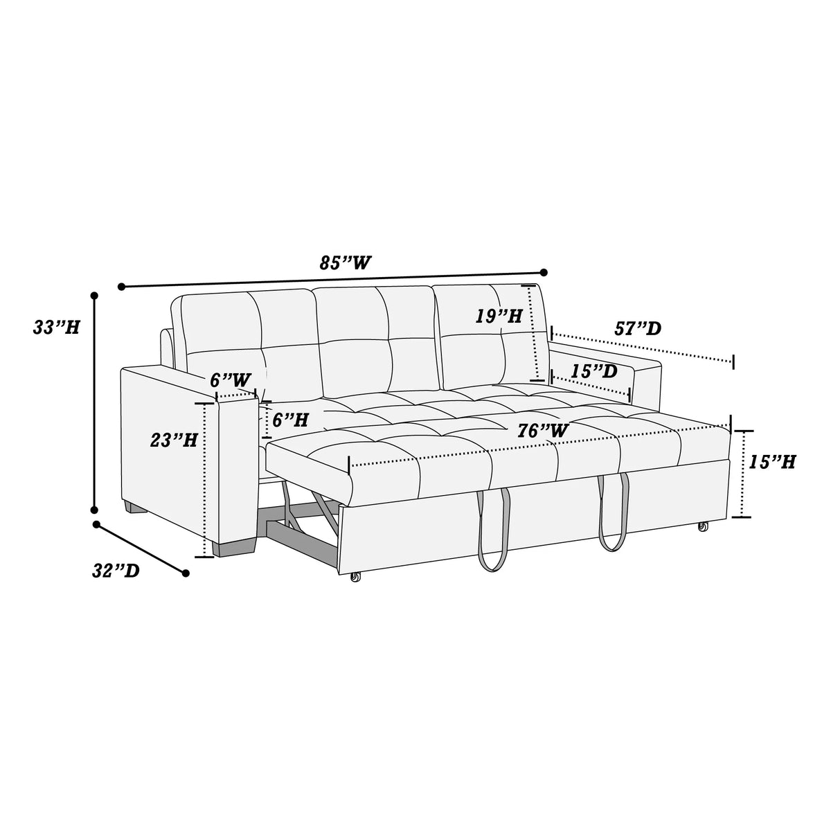 The Hollis Blue Gray Convertible Sofa - view 6