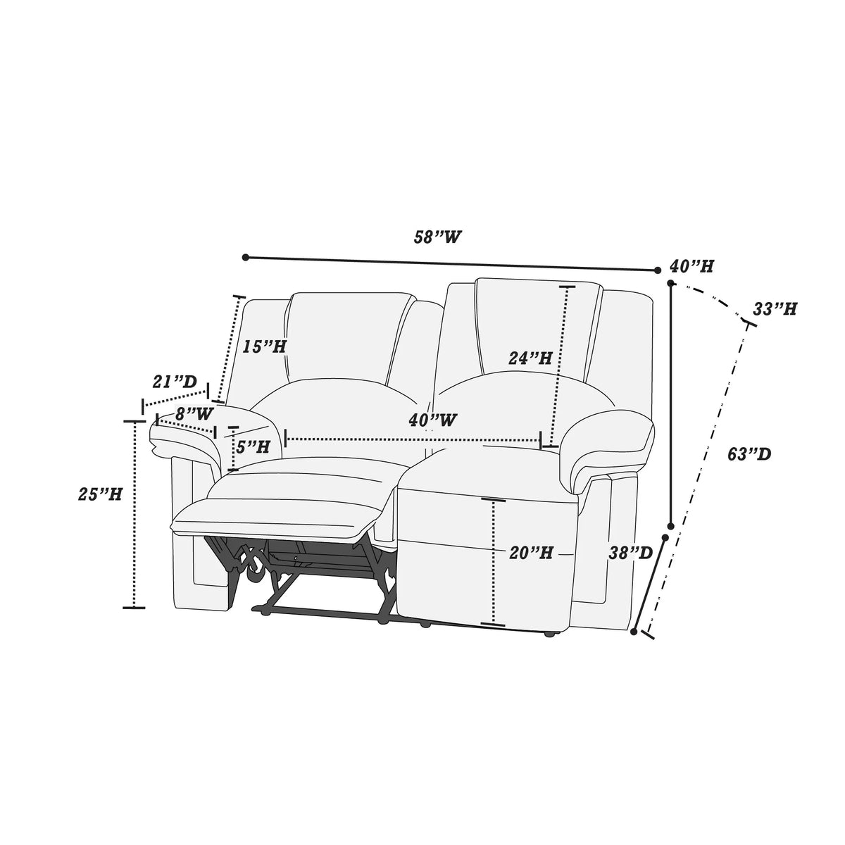The Grady Black Bonded Leather Manual Recliner Loveseat - view 4