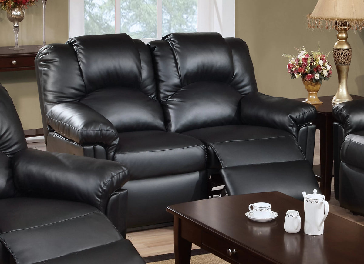 The Grady Black Bonded Leather Manual Motion Living Room Set – 3 Piece - view 9