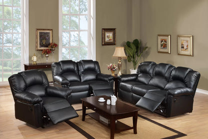 The Grady Black Bonded Leather Manual Motion Living Room Set – 3 Piece - view 1