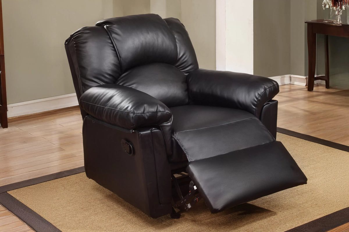 The Grady Black Bonded Leather Manual Motion Living Room Set – 3 Piece - view 5