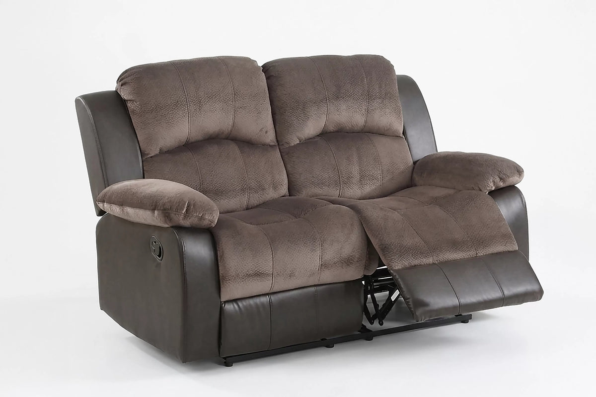 The Sutton Chocolate Padded Suede Manual Recliner Loveseat - view 6