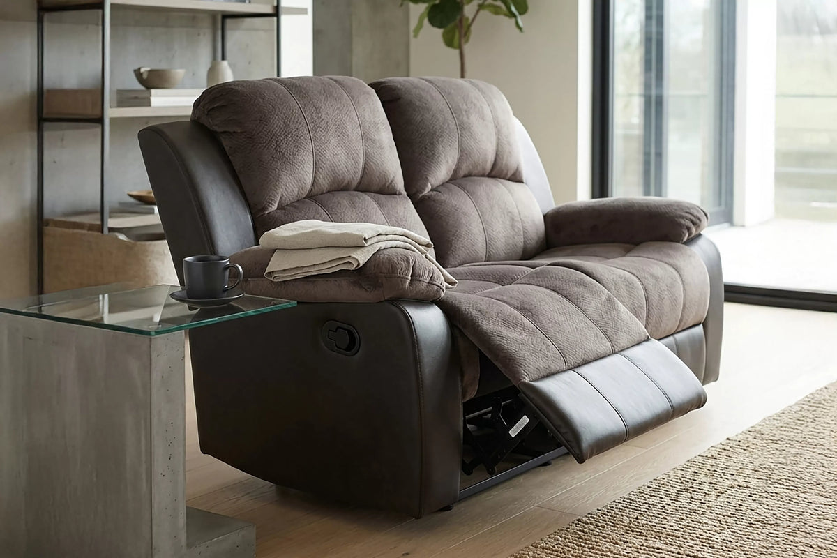 The Sutton Chocolate Padded Suede Manual Recliner Loveseat - view 9