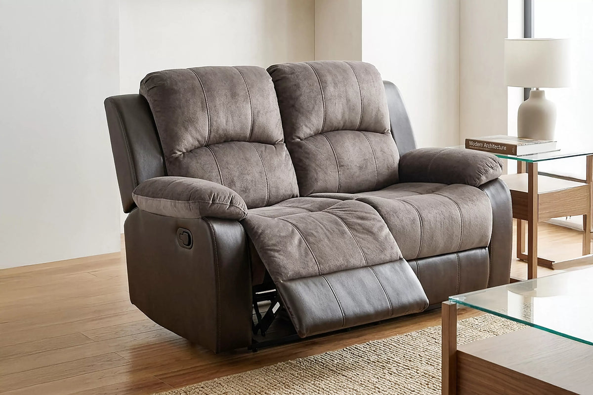 The Sutton Chocolate Padded Suede Manual Recliner Loveseat - view 10