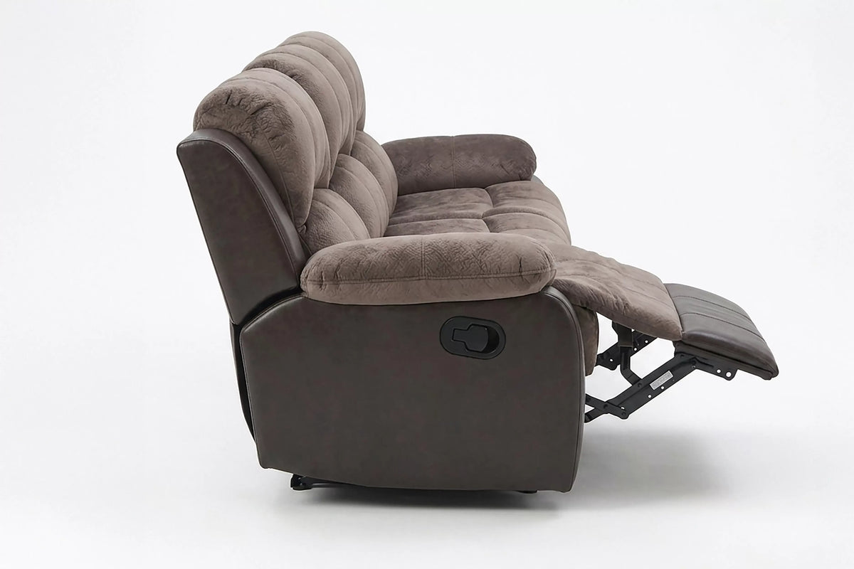 The Sutton Chocolate Padded Suede Manual Recliner Sofa - view 7