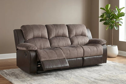 The Sutton Chocolate Padded Suede Manual Recliner Sofa - view 9